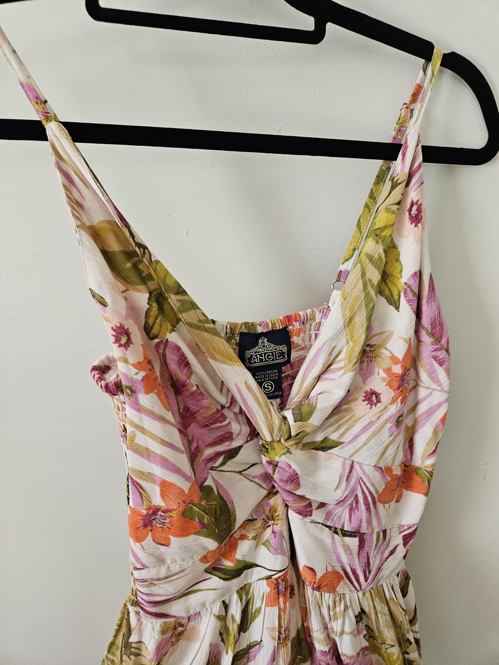 Angie White Mini Dress with Pink, Orange & Green Floral Print - Picture 4 of 5